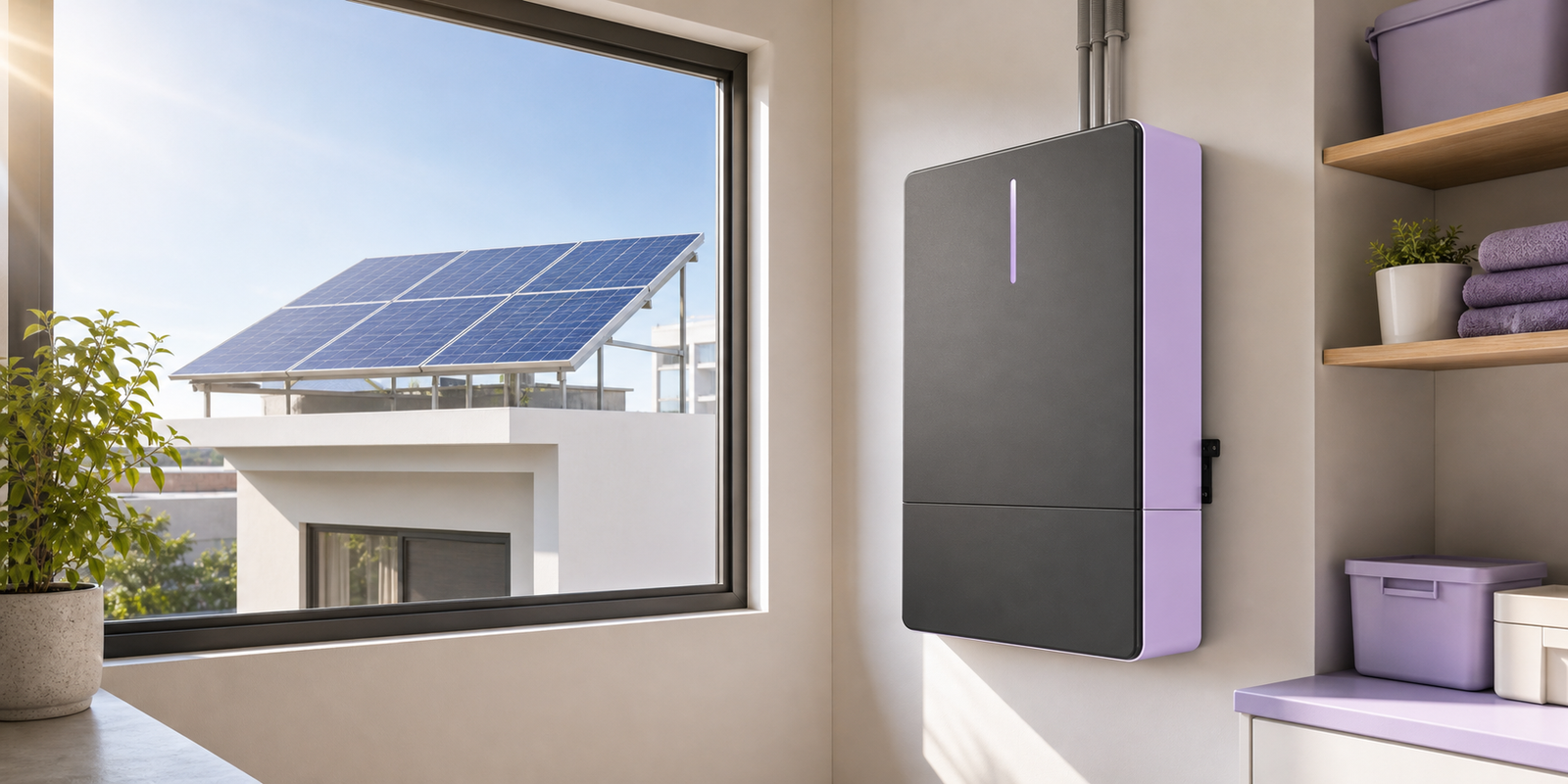 AI visual of residential rooftop solar with battery storage